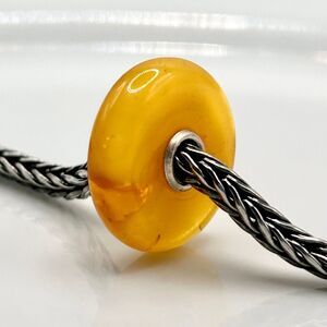 TROLLBEADS Large Alabaster Amber | Rare Retired LAA 925S NEW! Slim Gemstone